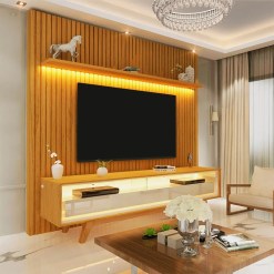 Rack Requinte 172cm com Painel Nobre 185cm para TV ate 75 Polegadas Gelius Naturale Off White