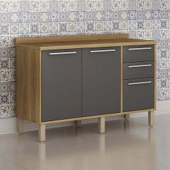 Balcao Paris 120cm 3 Portas 2 Gavetas Para Cozinha Salleto