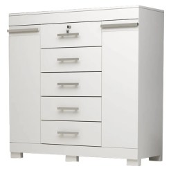 Comoda Sapateira Diana 5 Gavetas 2 Portas Com Chave ACP Branco