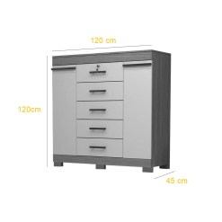 Comoda Sapateira Diana 5 Gavetas 2 Portas Com Chave ACP Medidas