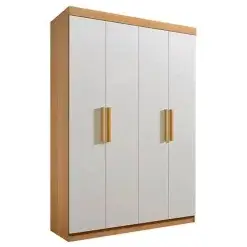 Guarda Roupa Colibri Solteiro 4 Portas 3 Gavetas D Doro Cinamomo Off White