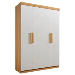 Guarda Roupa Colibri Solteiro 4 Portas 3 Gavetas D Doro Cinamomo Off White