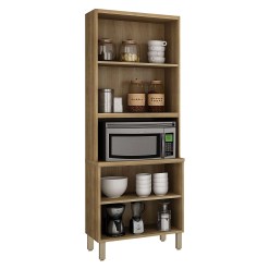 Paneleiro Paris 4 Portas Com Vidro Reflecta E Nicho Para Micro Ondas Salleto Interno