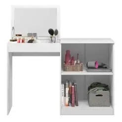 Penteadeira Multiuso Dimitri Escrivaninha 2 Portas Com Espelho Tigus Interno