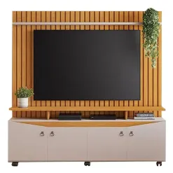 Estante Conceito Home Para TV Ate 65 Polegadas 4 Portas Ripado JCM Cinamomo Off White