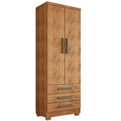 Guarda Roupa Floripa Solteiro 2 Portas 3 Gavetas Rud Rack Cedro