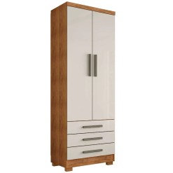 Guarda Roupa Floripa Solteiro 2 Portas 3 Gavetas Rud Rack Cedro Areia