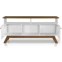 Rack Amsterda Para TV Ate 50 Polegadas 2 Portas Tebarrot Off White Nature Interno