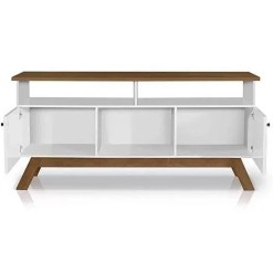 Rack Amsterda Para TV Ate 50 Polegadas 2 Portas Tebarrot Off White Nature Interno