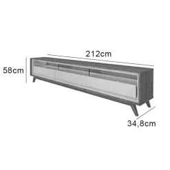 Rack Requinte 212cm Com Painel Nobre 230cm Para TV Ate 85 Polegadas Gelius Naturale Off White Medidas Rack