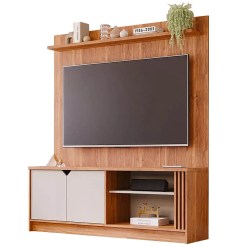 Rack Com Painel Volpi Para TV Ate 55 Polegadas 2 Portas Permobili Cinamomo Off White