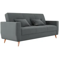 Sofa Cama Pamela 4 Lugares Reclinavel Com Bau 207cm Tecido Veludo Cor Cinza