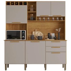 Armario De Cozinha Topazio 6 Portas 2 Gavetas Salleto Cinamomo Off White