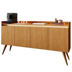 Buffet Gold 4 Portas Com Pes Palito Primus Mel Perola