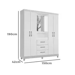 Guarda Roupa Capelinha Lyon Solteiro Com Espelho 4 Portas 3 Gavetas Rud Rack Medidas