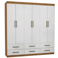 Guarda Roupa Dallas Casal 6 Portas 6 Gavetas Carioca Cinamomo Branco
