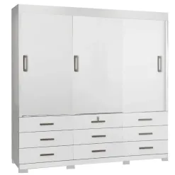 Guarda Roupa Itapema SEM Espelho Casal 3 Portas De Correr E 9 Gavetas Rud Rack Branco