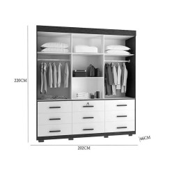 Guarda Roupa Itapema SEM Espelho Casal 3 Portas De Correr E 9 Gavetas Rud Rack Medidas Interno