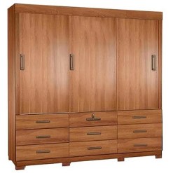 Guarda Roupa Itapema SEM Espelho Casal 3 Portas De Correr E 9 Gavetas Rud Rack Mel