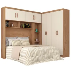 Guarda Roupa Modulado Parana Casal 8 Portas 4 Gavetas Atualle Canelato Natura Off