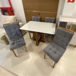 Mesa De Jantar Pedro 120x80cm Com 4 Cadeiras Art Assentos