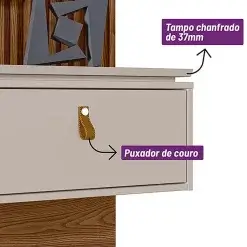 Painel Authentique Para TV Ate 75 Polegadas Linea Freijo Off White Detalhe