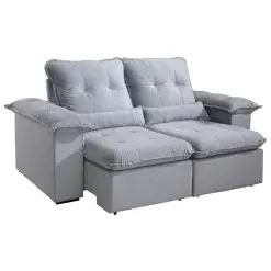 Sofa Arsenal 3 Lugares Retratil E Reclinavel 200cm Tecido Veludo Aifos Cinza