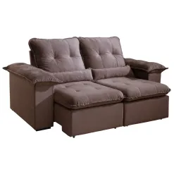 Sofa Arsenal 3 Lugares Retratil E Reclinavel 200cm Tecido Veludo Aifos Marrom