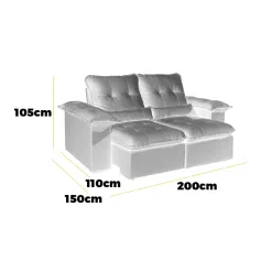 Sofa Arsenal 3 Lugares Retratil E Reclinavel 200cm Tecido Veludo Aifos Medidas