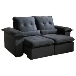 Sofa Arsenal 3 Lugares Retratil E Reclinavel 200cm Tecido Veludo Aifos Preto