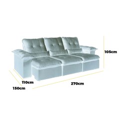 Sofa Arsenal 5 Lugares Retratil E Reclinavel 270cm 3 Modulos Tecido Veludo Aifos Medidas