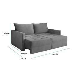 Sofa Cama Berlim 3 Lugares Retratil Tecido Linho 200cm Medidas
