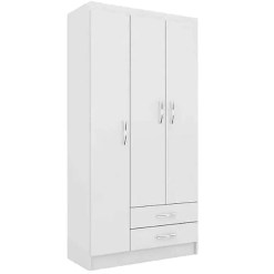 Guarda Roupa Atalaia 3 Portas 2 Gavetas Solteiro Evidencia Branco