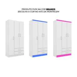 Guarda Roupa Atalaia 3 Portas 2 Gavetas Solteiro Evidencia FLEX