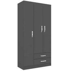 Guarda Roupa Atalaia 3 Portas 2 Gavetas Solteiro Evidencia Preto