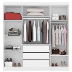 Guarda Roupa B23066 Casal 4 Portas 3 Gavetas Araplac Branco Interno
