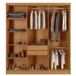 Guarda Roupa Cairo Casal 6 Portas 2 Gavetas Rufato Naturale Off White Interno