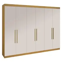 Guarda Roupa Da Vinci 6 Portas 6 Gavetas Casal D Doro Cinamomo Off