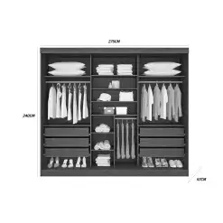 Guarda Roupa Da Vinci 6 Portas 6 Gavetas Casal D Doro Interno Medidas