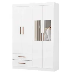 Guarda Roupa Hercules Solteiro 4 Portas 2 Gavetas Carioca Branco