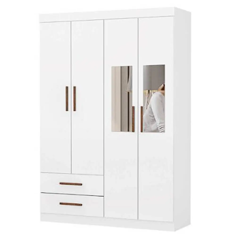 Guarda Roupa Hercules Solteiro 4 Portas 2 Gavetas Carioca Branco