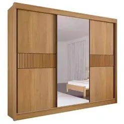 Guarda Roupa Los Angeles Ripado Casal 3 Portas 6 Gavetas D Doro Cinamomo