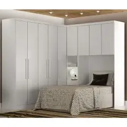 Guarda Roupa Modulado Rizon 004 Solteiro 4 Pecas Novo Horizonte Branco