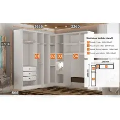 Guarda Roupa Modulado Rizon 004 Solteiro 4 Pecas Novo Horizonte Medidas