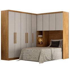 Guarda Roupa Modulado Rizon 004 Solteiro 4 Pecas Novo Horizonte Cumaru Fendi