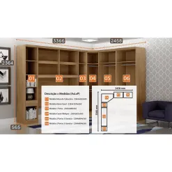Guarda Roupa Modulado Rizon 005 Casal 6 Pecas Novo Horizonte
