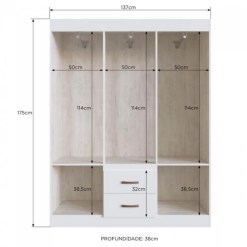 Guarda Roupa Montevideu Casal 6 Portas 2 Gavetas Doripel Medidas