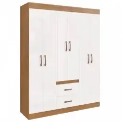 Guarda Roupa Montevideu Casal 6 Portas 2 Gavetas Doripel Off White Nogueira