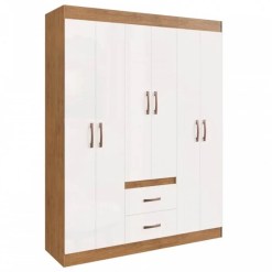 Guarda Roupa Montevideu Casal 6 Portas 2 Gavetas Doripel Off White Nogueira