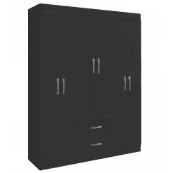 Guarda Roupa Montevideu Casal 6 Portas 2 Gavetas Doripel Preto